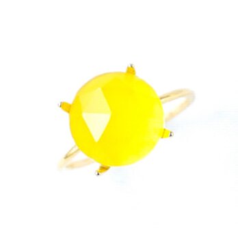 フレッシュ！マンゴーカルセドニー 天然石 指輪 リング フリーサイズ 黄色 ギフトの画像