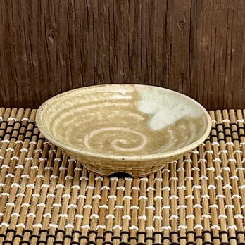 陶器 豆皿単品　ビードロ＋白（還元焼成）【240502】の画像