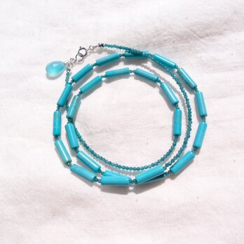 【SV】Magnesite Turquoise × Blue Green Jade Necklace／ターコイズブルーネックレスの画像