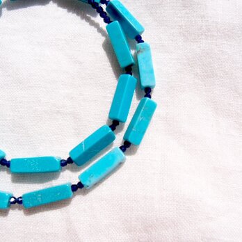 【RP】Magnesite Turquoise × Glass Beads／マグネサイトターコイズ×ガラスビーズ ネックレスの画像