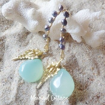 Mermaid Seashell and pearls    スムースカルセドニー  ヴェルメイユの画像