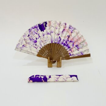 着物扇子　アンティークの絹の着物使用　日本の京都の職人が手仕事で制作　オンリーワン　プレゼントに最適 #59の画像