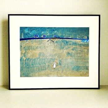 一点物｜原画「六月の夜のどこかで」※額縁入り（四つ切額）の画像