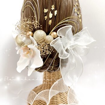 成人式  結婚式　卒業式　ウェディング　髪飾り　＊キュートなヘッドドレス　胡蝶蘭　袴  振袖  OHANAの画像