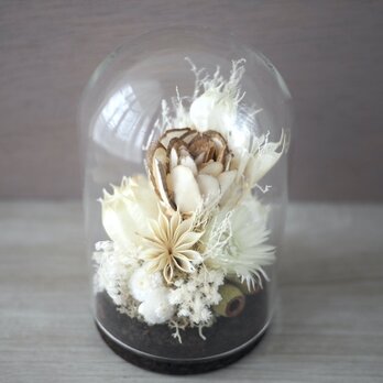 お供え花になるインテリア ガラスドーム -natural white-の画像