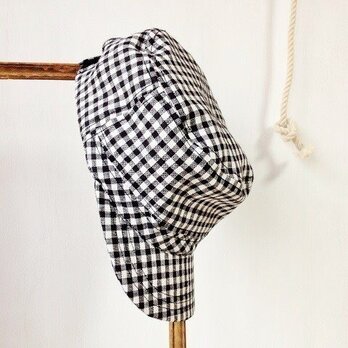 Work Cap Linen Gingham  / BK×WH
