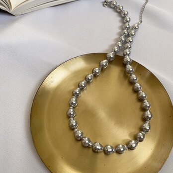 Baroque Pearls Necklaces　（グレーシルバー　ガラスバロックドロップパールネックレスの画像