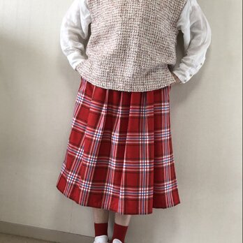 チェックの総ゴムスカート