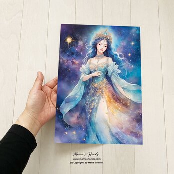 A4 ポスター 天女のような 瀬織津姫 のスピリチュアル 開運 水彩画 イラスト アートの画像