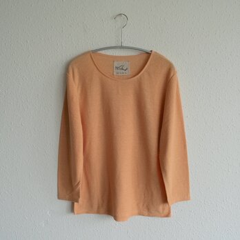 リネンコットンアンダーウェア　7分袖（シャーベットオレンジ・レディースLサイズ）