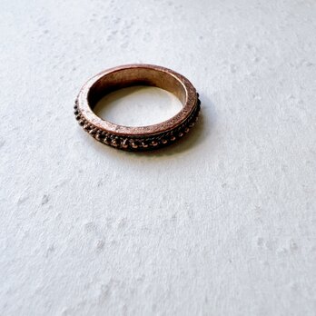 R352-ヴィンテージリング U.K. 1980〜90s Bronze Textured Band Stacking Ringの画像