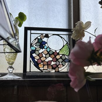 紫陽花　ステンドグラスパネルの画像
