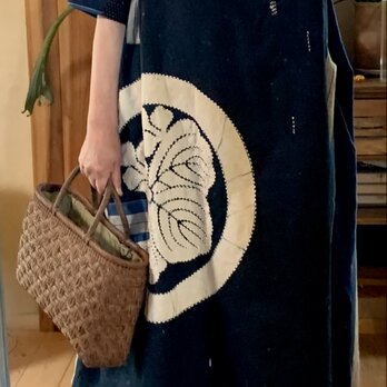 古布家紋のコクーンワンピース