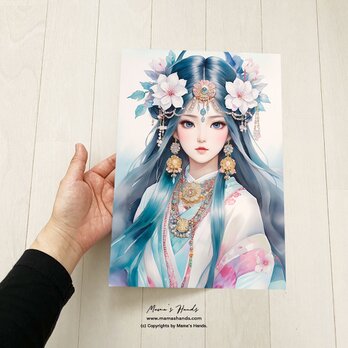 A4 ポスター 瀬織津姫 セオリツヒメ 女神 のスピリチュアル 開運 水彩画 イラスト アートの画像