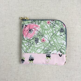 【送料無料】コインケース　キーケース　お薬ポーチ　ピンクの花畑の画像