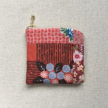 【送料無料】コインケース　キーケース　お薬ポーチ　赤い花の画像
