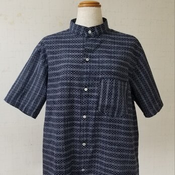 紳士浴衣リメイク　スタンドカラーシャツ　M～Lサイズの画像