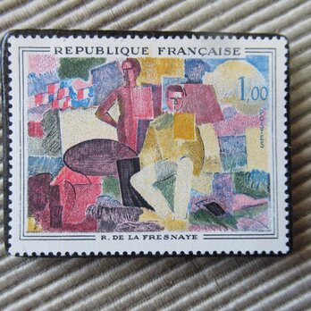 フランス　美術　切手ブローチ9698の画像