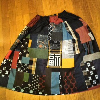 リメイクパッチスカート☆久留米など木綿いろいろの画像