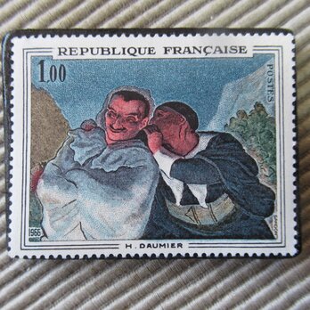 フランス　美術　切手ブローチ9714の画像