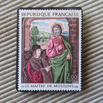 フランス　美術　切手ブローチ9715の画像