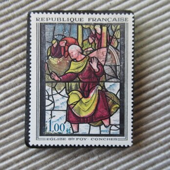 フランス　美術　切手ブローチ9716の画像
