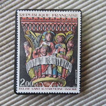 フランス　美術　切手ブローチ9717の画像