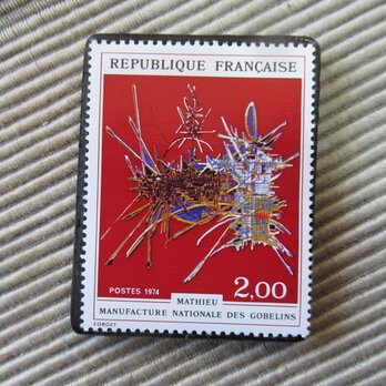 フランス　美術　切手ブローチ9728の画像