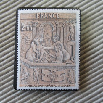 フランス　美術　切手ブローチ9739の画像