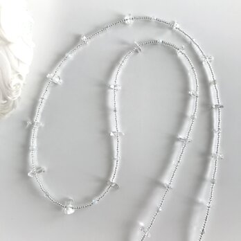さざれ石 ロングネックレス　クリア 水晶 透明 3wayの画像