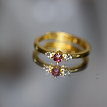 SR4-155 宝石質 高貴な優しい木槿花色 天然 スピネル ミャンマー産 リング 指輪 フリーサイズ 金属アレルギー対応の画像