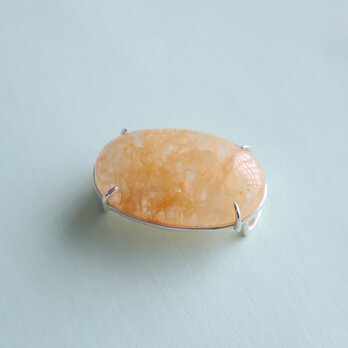 <1点物>　大粒天然石オレンジアベンチュリン シルバー925 の帯留の画像