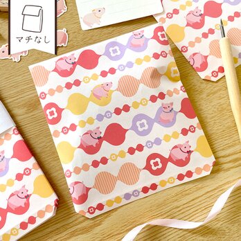 こぶたの平袋〈5枚入〉マチなし紙袋 ペーパーバッグ ギフトバッグ ラッピング プレゼント 動物 豚 可愛い おしゃれの画像