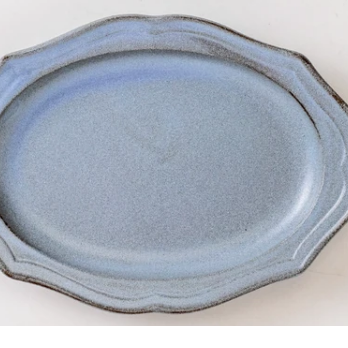 【大特価】【新品】 洋風波紋青海６寸菓子皿 　2枚セット　サイズ：約17.9×12.3×H2.0cm／重量：約191gの画像