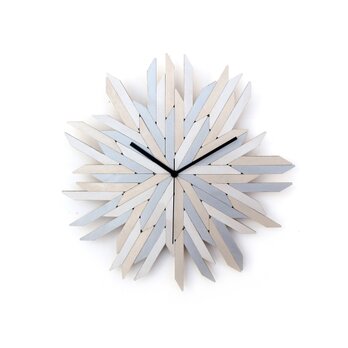 シルバーの色合いのオーガニックな手作り壁掛け時計 - Haystackフローズンの画像