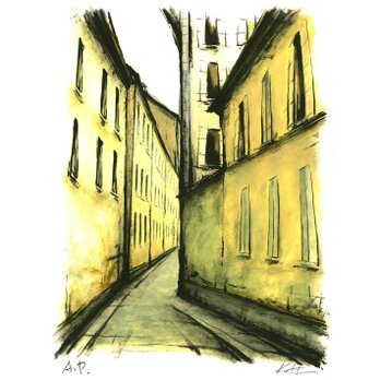 風景画 パリ 版画「パリの裏通り」AP版の画像