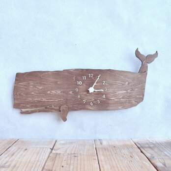 マッコウクジラの魅力を引き出した時計 木製 掛け時計の画像