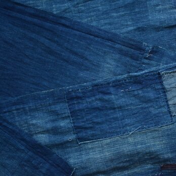 襤褸 古布 藍染 木綿 つぎはぎ リメイク素材 大正 昭和 紋入り ジャパンヴィンテージ ファブリック テキスタイル 2の画像