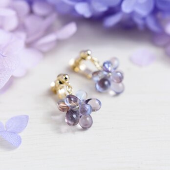 【イヤリング】夜明け前の空 くすみカラー 紫陽花の画像
