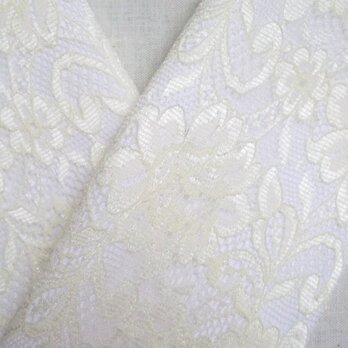 20　クレームイエロー・チュールレース絹交織半襟の画像