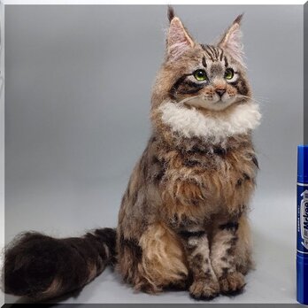 羊毛フェルト　猫　サイベリアン　ねこ　ネコ　猫フィギュアの画像