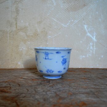 独特なタッチの図柄の煎茶茶碗・蕎麦猪口直径９ｃｍの画像