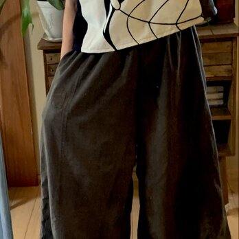 古布グレーグリーンのパンツスカートの画像
