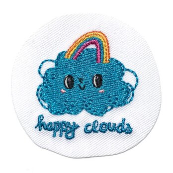 アップリケワッペン ハッピークラウド　ST　 W-1992　雲　天気　レインボー　虹の画像