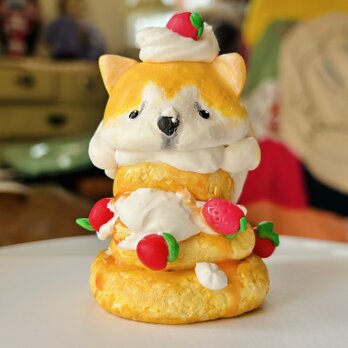 いちごパンケーキ　あきたちゃん　秋田犬　お菓子　アートドールの画像