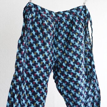 もんぺ 野良着 着物 パンツ 藍染 絣 木綿 ジャパンヴィンテージ 昭和 リメイク素材 古布の画像