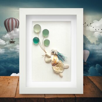 〈風船と少女〉シーグラスアートの画像