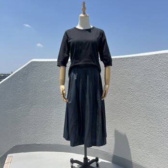 ほおずきスカート　旅するシリーズ　流線模様の大島紬　着物リメイク　着物服　の画像