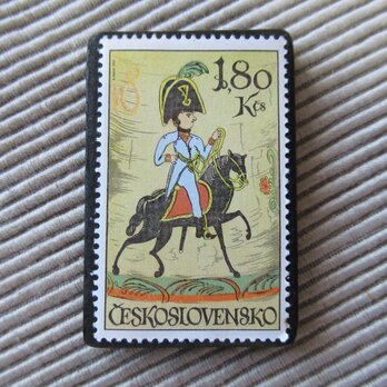 チェコスロバキア　切手ブローチ　9752の画像