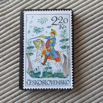 チェコスロバキア　切手ブローチ　9753